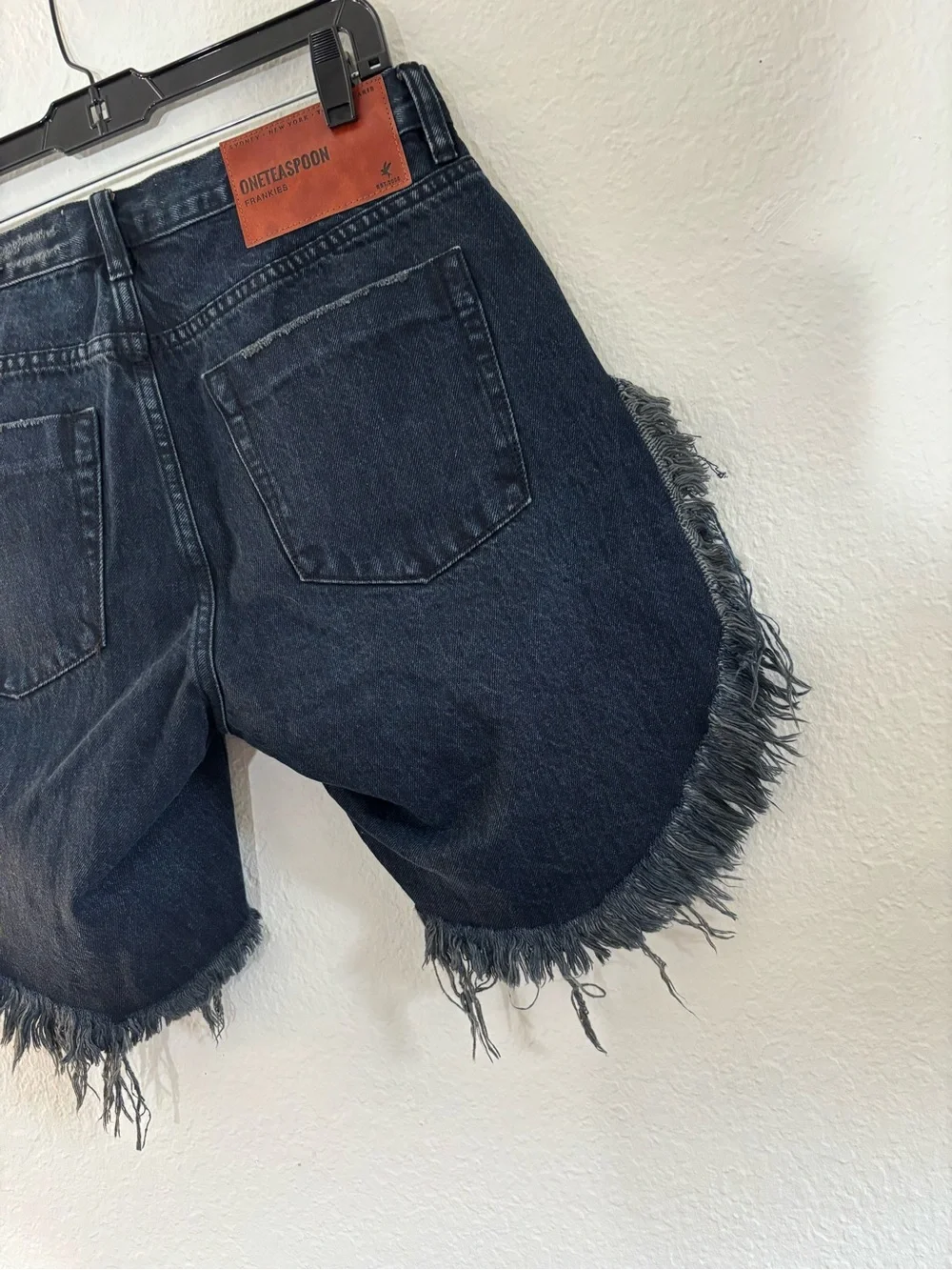 One Teaspoon Frankies High Waist Long Length Denim Shorts Fox Black Size 25